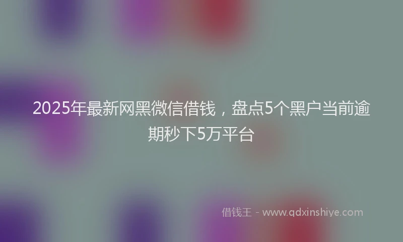 2025年最新网黑微信借钱，盘点5个黑户当前逾期秒下5万平台