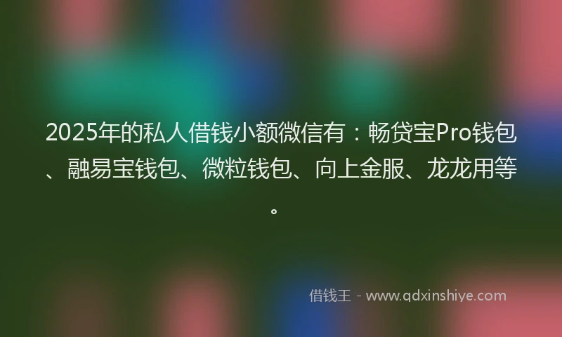 2025年的私人借钱小额微信有：畅贷宝Pro钱包、融易宝钱包、微粒钱包、向上金服、龙龙用等。