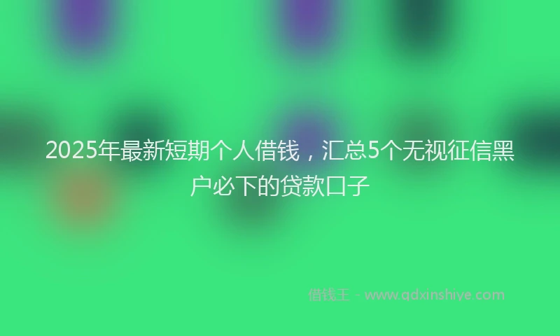 2025年最新短期个人借钱，汇总5个无视征信黑户必下的贷款口子