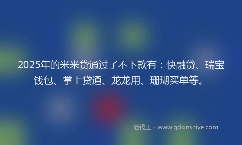 2025年的米米贷通过了不下款有：快融贷、瑞宝钱包、掌上贷通、龙龙用、珊瑚买单等。