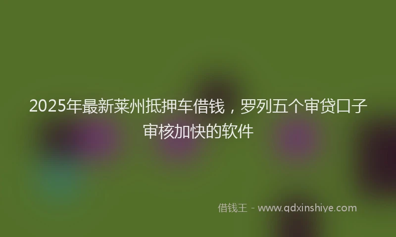 2025年最新莱州抵押车借钱，罗列五个审贷口子审核加快的软件