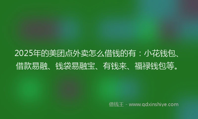 2025年的美团点外卖怎么借钱的有：小花钱包、借款易融、钱袋易融宝、有钱来、福禄钱包等。