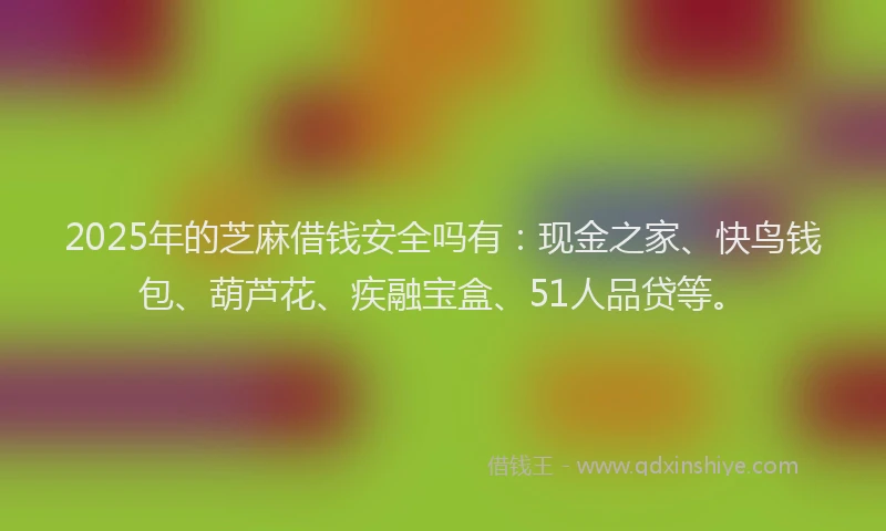 2025年的芝麻借钱安全吗有：现金之家、快鸟钱包、葫芦花、疾融宝盒、51人品贷等。