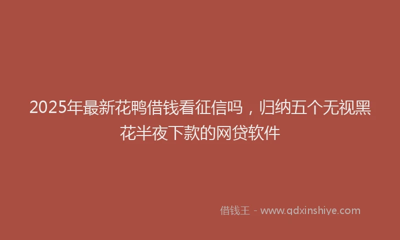 2025年最新花鸭借钱看征信吗，归纳五个无视黑花半夜下款的网贷软件