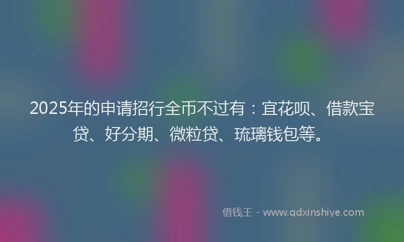 2025年的申请招行全币不过有：宜花呗、借款宝贷、好分期、微粒贷、琉璃钱包等。