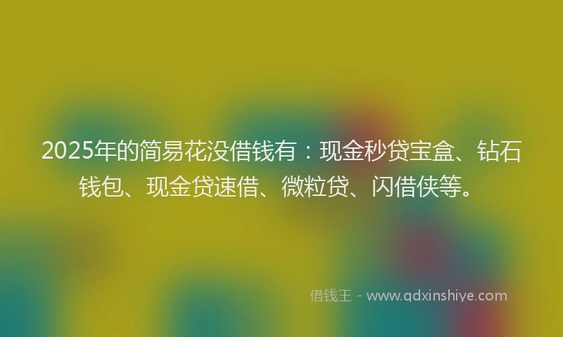 2025年的简易花没借钱有：现金秒贷宝盒、钻石钱包、现金贷速借、微粒贷、闪借侠等。
