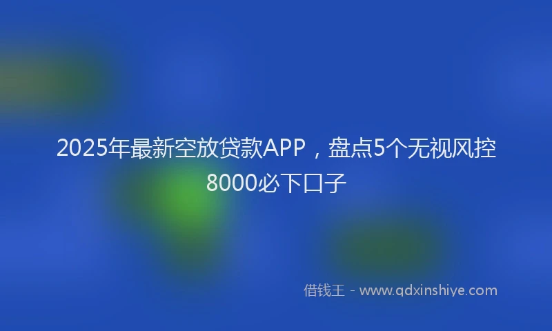 2025年最新空放贷款APP，盘点5个无视风控8000必下口子