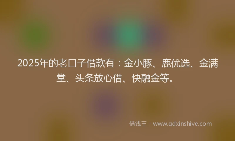2025年的老口子借款有：金小豚、鹿优选、金满堂、头条放心借、快融金等。