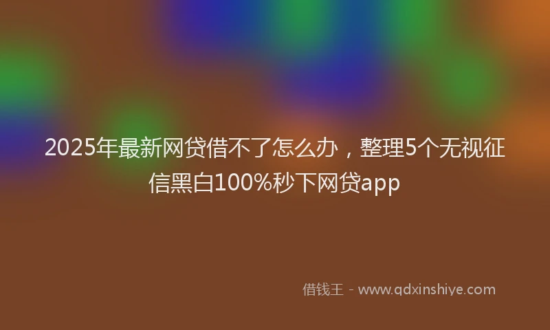 2025年最新网贷借不了怎么办，整理5个无视征信黑白100%秒下网贷app