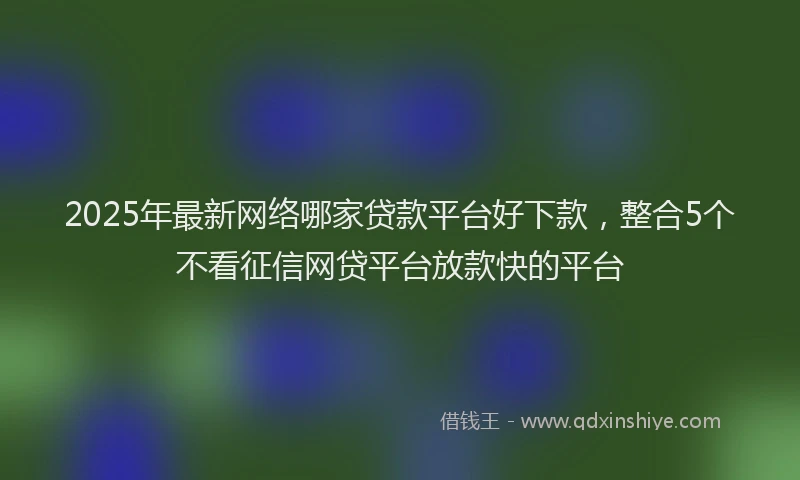2025年最新网络哪家贷款平台好下款，整合5个不看征信网贷平台放款快的平台