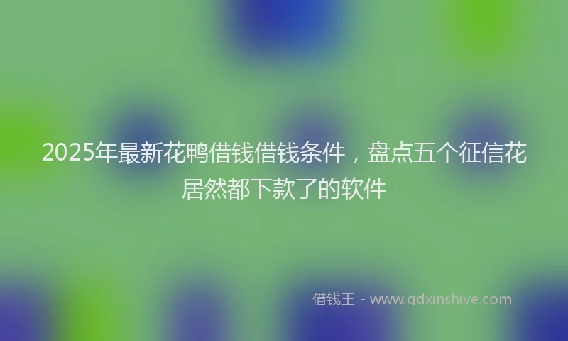 2025年最新花鸭借钱借钱条件，盘点五个征信花居然都下款了的软件
