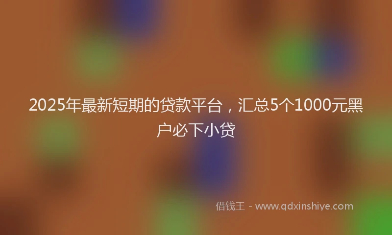 2025年最新短期的贷款平台，汇总5个1000元黑户必下小贷