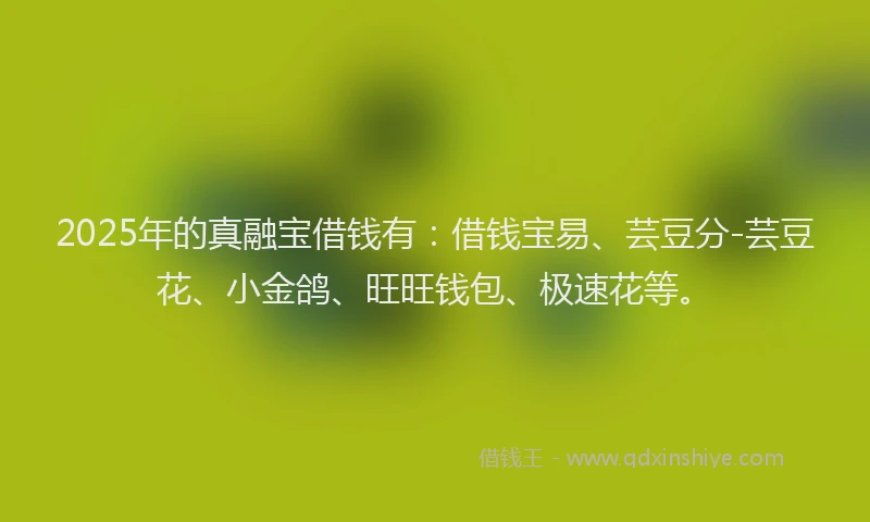 2025年的真融宝借钱有：借钱宝易、芸豆分-芸豆花、小金鸽、旺旺钱包、极速花等。