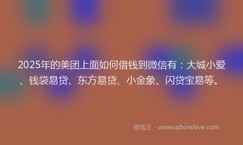 2025年的美团上面如何借钱到微信有：大城小爱、钱袋易贷、东方易贷、小金象、闪贷宝易等。