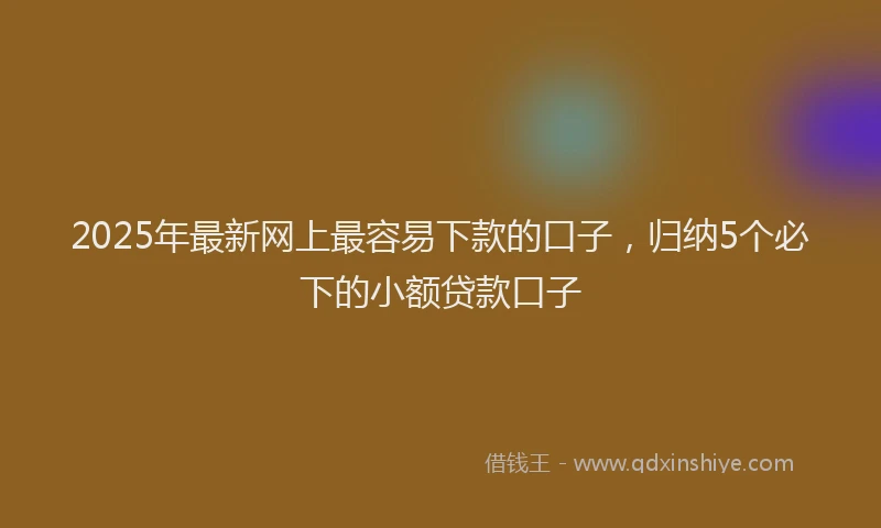 2025年最新网上最容易下款的口子，归纳5个必下的小额贷款口子