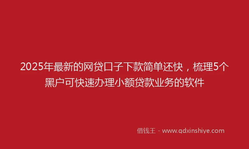 2025年最新的网贷口子下款简单还快，梳理5个黑户可快速办理小额贷款业务的软件