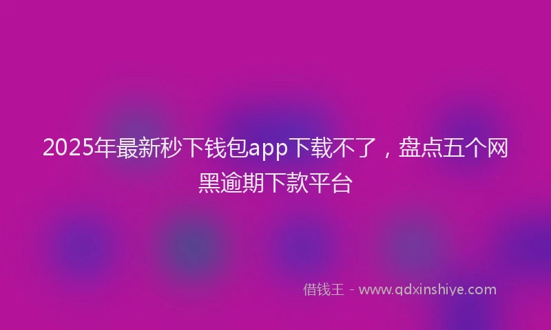 2025年最新秒下钱包app下载不了，盘点五个网黑逾期下款平台