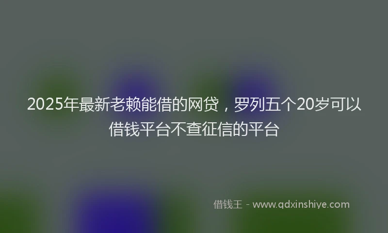 2025年最新老赖能借的网贷，罗列五个20岁可以借钱平台不查征信的平台
