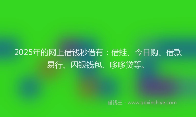 2025年的网上借钱秒借有：借蛙、今日购、借款易行、闪银钱包、哆哆贷等。