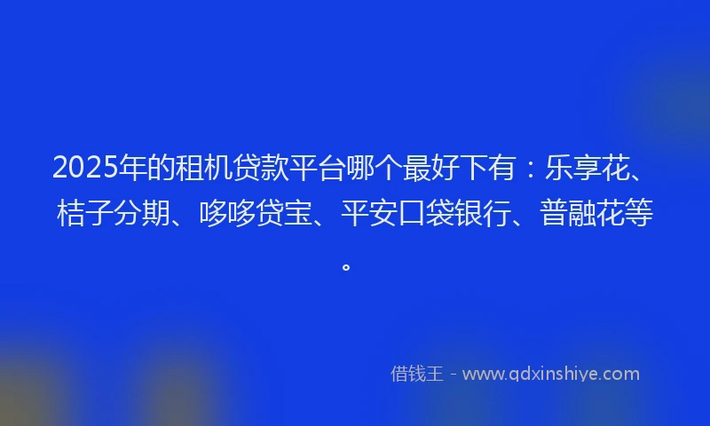 2025年的租机贷款平台哪个最好下有：乐享花、桔子分期、哆哆贷宝、平安口袋银行、普融花等。