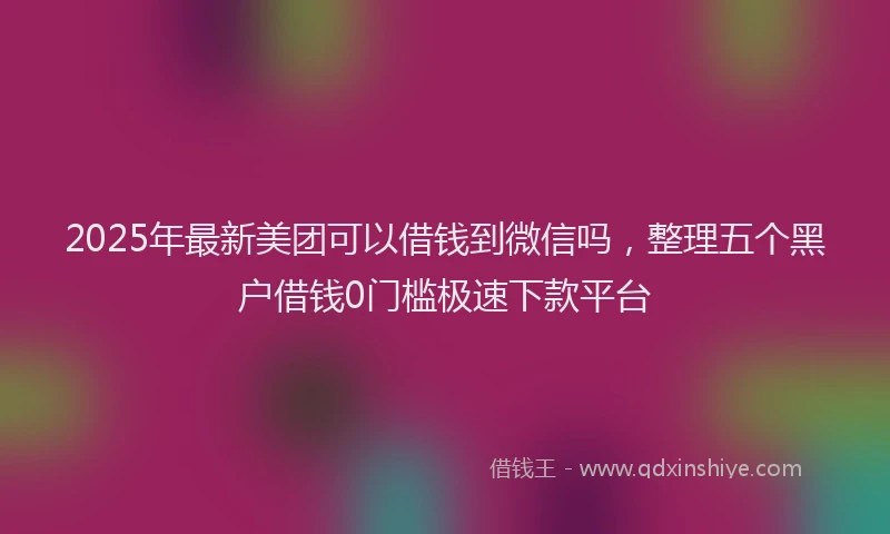2025年最新美团可以借钱到微信吗，整理五个黑户借钱0门槛极速下款平台