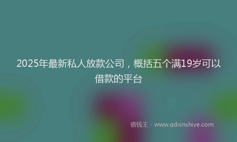 2025年最新私人放款公司，概括五个满19岁可以借款的平台