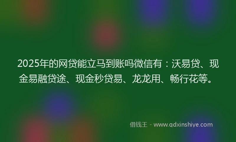 2025年的网贷能立马到账吗微信有：沃易贷、现金易融贷途、现金秒贷易、龙龙用、畅行花等。