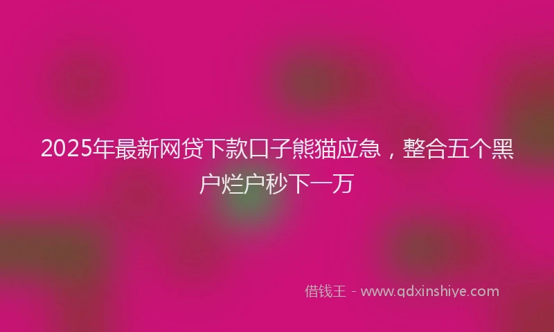 2025年最新网贷下款口子熊猫应急，整合五个黑户烂户秒下一万