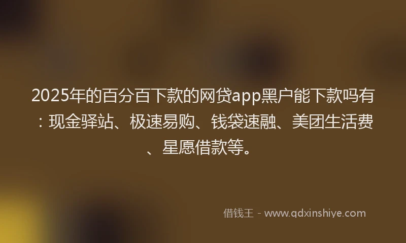 2025年的百分百下款的网贷app黑户能下款吗有：现金驿站、极速易购、钱袋速融、美团生活费、星愿借款等。