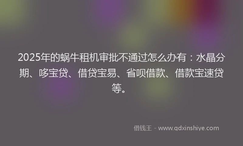 2025年的蜗牛租机审批不通过怎么办有：水晶分期、哆宝贷、借贷宝易、省呗借款、借款宝速贷等。