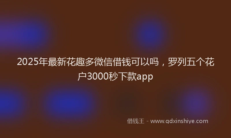 2025年最新花趣多微信借钱可以吗，罗列五个花户3000秒下款app