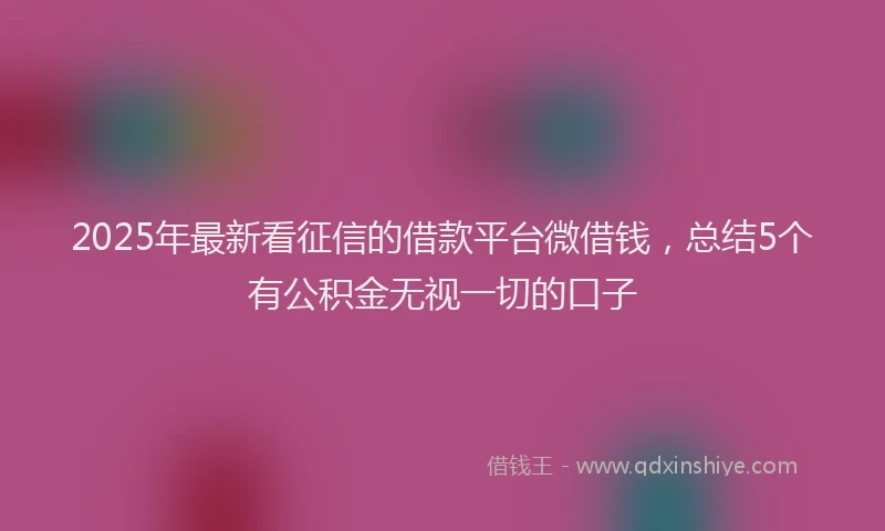 2025年最新看征信的借款平台微借钱，总结5个有公积金无视一切的口子