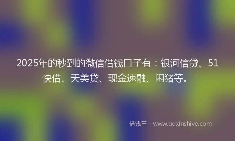 2025年的秒到的微信借钱口子有：银河信贷、51快借、天美贷、现金速融、闲猪等。