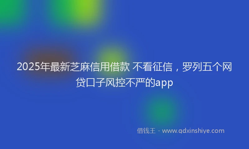 2025年最新芝麻信用借款 不看征信，罗列五个网贷口子风控不严的app