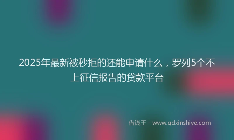 2025年最新被秒拒的还能申请什么，罗列5个不上征信报告的贷款平台