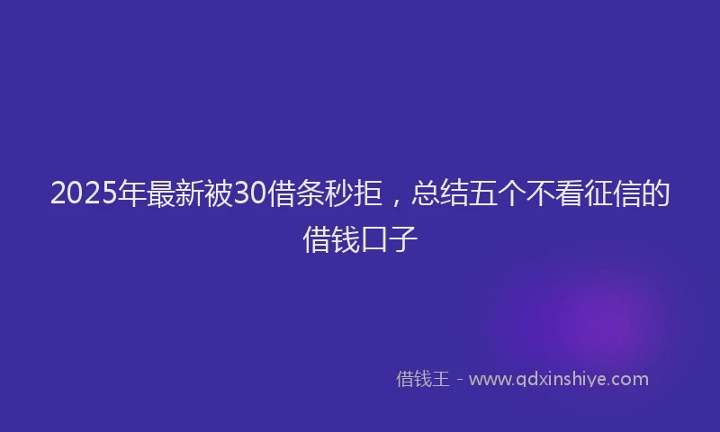 2025年最新被30借条秒拒，总结五个不看征信的借钱口子