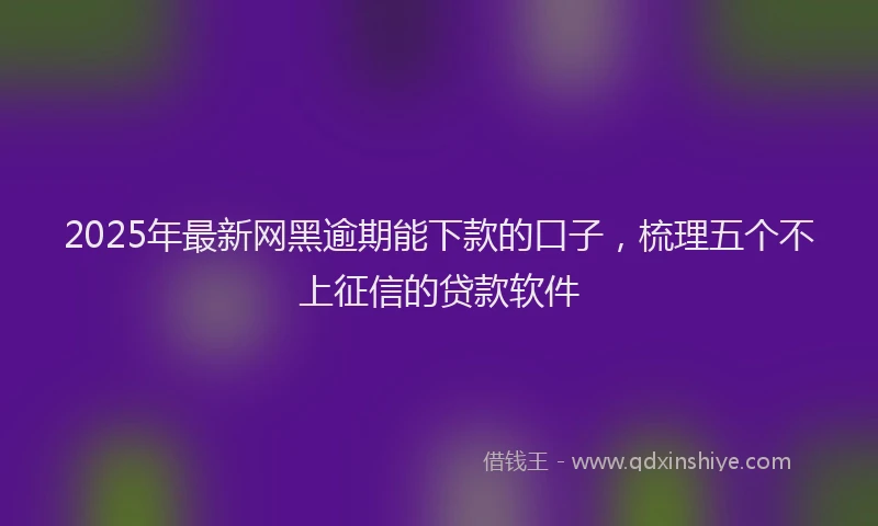 2025年最新网黑逾期能下款的口子，梳理五个不上征信的贷款软件