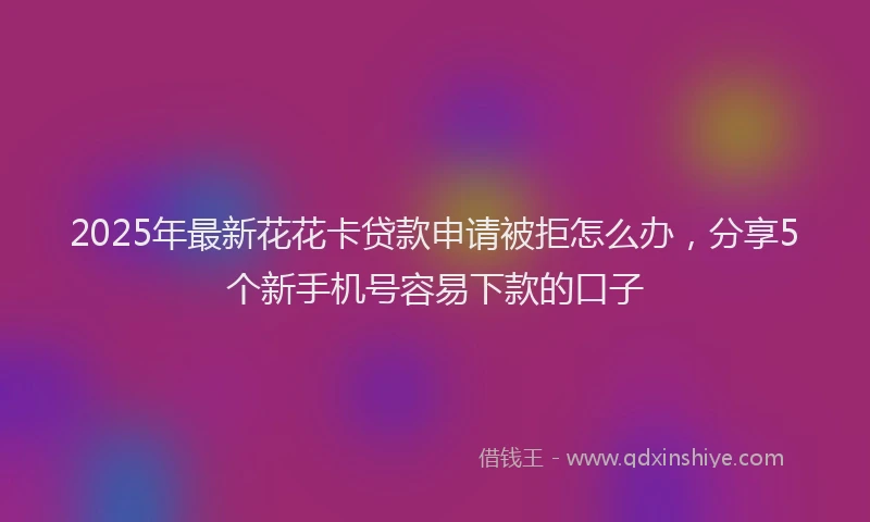 2025年最新花花卡贷款申请被拒怎么办，分享5个新手机号容易下款的口子