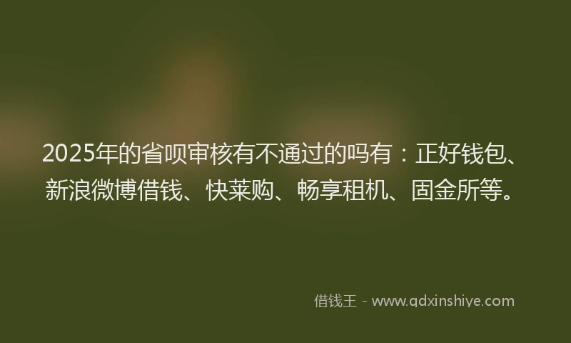 2025年的省呗审核有不通过的吗有：正好钱包、新浪微博借钱、快莱购、畅享租机、固金所等。