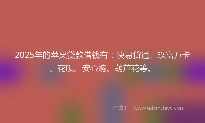 2025年的苹果贷款借钱有：快易贷通、玖富万卡、花呗、安心购、葫芦花等。