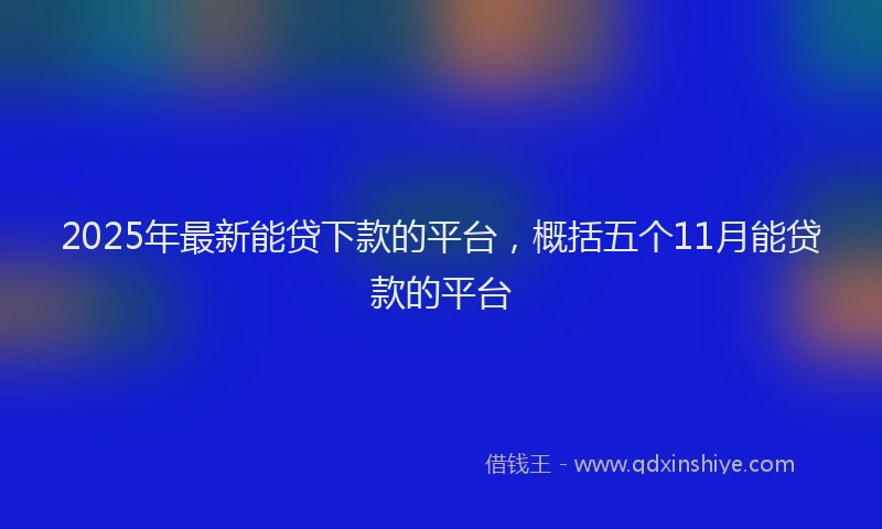 2025年最新能贷下款的平台，概括五个11月能贷款的平台