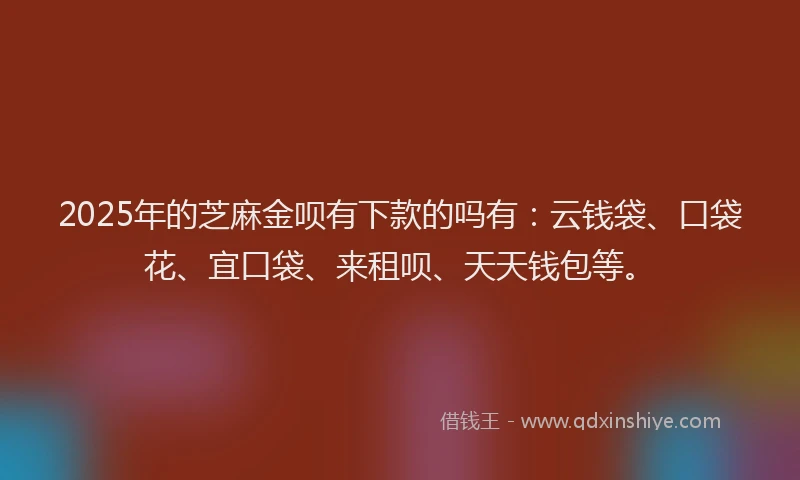 2025年的芝麻金呗有下款的吗有：云钱袋、口袋花、宜口袋、来租呗、天天钱包等。