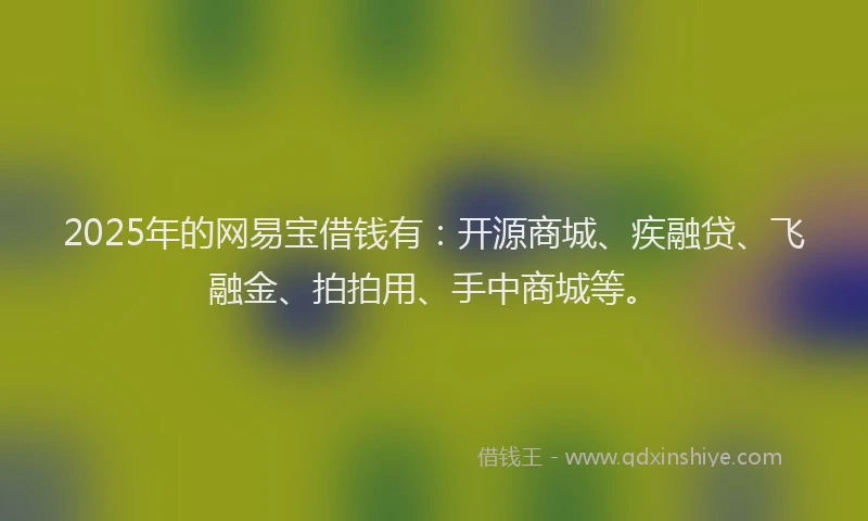 2025年的网易宝借钱有：开源商城、疾融贷、飞融金、拍拍用、手中商城等。