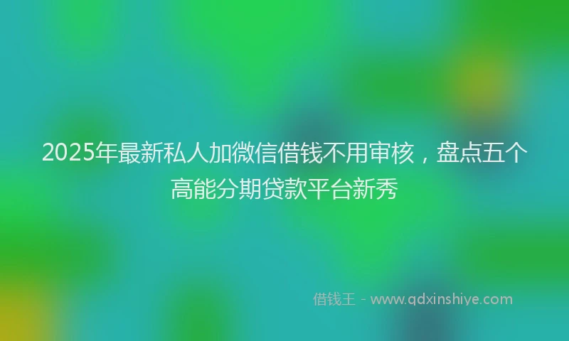 2025年最新私人加微信借钱不用审核，盘点五个高能分期贷款平台新秀