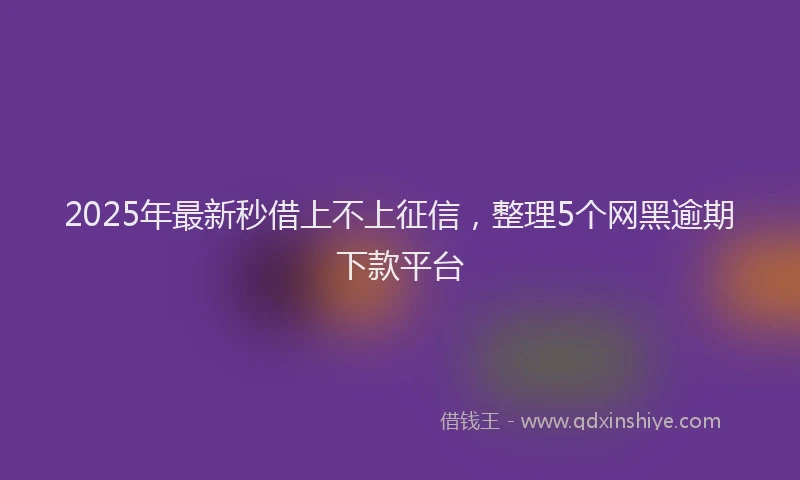 2025年最新秒借上不上征信，整理5个网黑逾期下款平台
