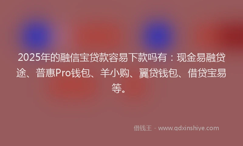 2025年的融信宝贷款容易下款吗有：现金易融贷途、普惠Pro钱包、羊小购、翼贷钱包、借贷宝易等。