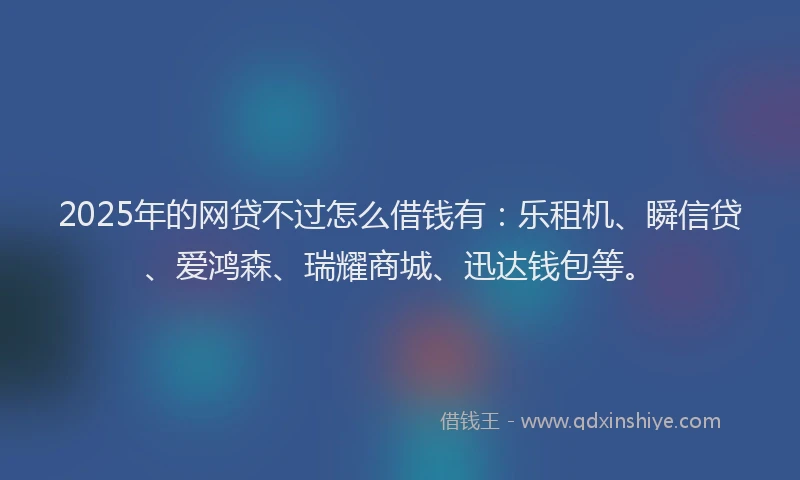 2025年的网贷不过怎么借钱有：乐租机、瞬信贷、爱鸿森、瑞耀商城、迅达钱包等。