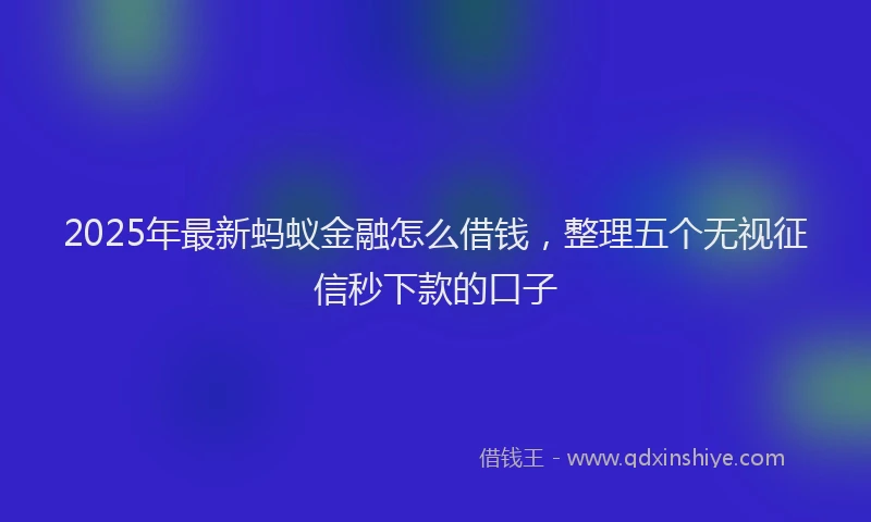 2025年最新蚂蚁金融怎么借钱，整理五个无视征信秒下款的口子