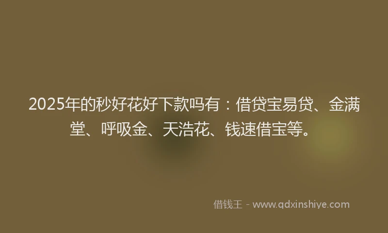 2025年的秒好花好下款吗有：借贷宝易贷、金满堂、呼吸金、天浩花、钱速借宝等。