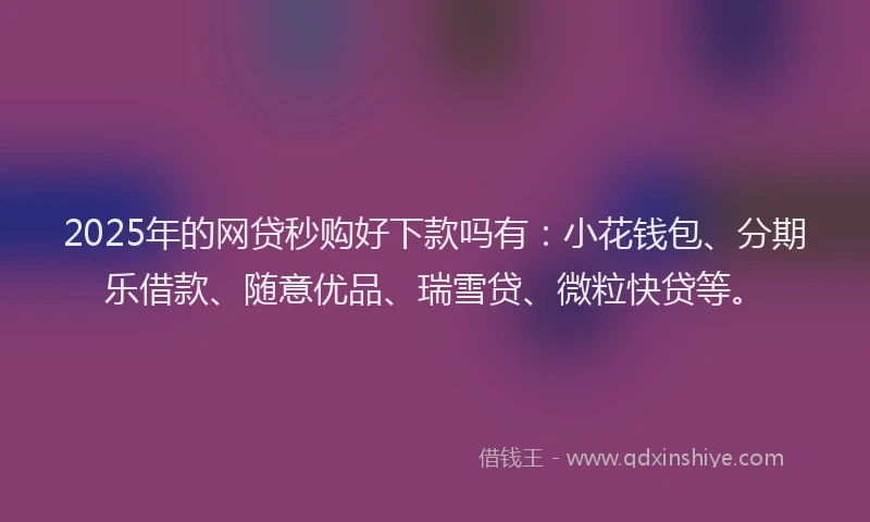 2025年的网贷秒购好下款吗有：小花钱包、分期乐借款、随意优品、瑞雪贷、微粒快贷等。
